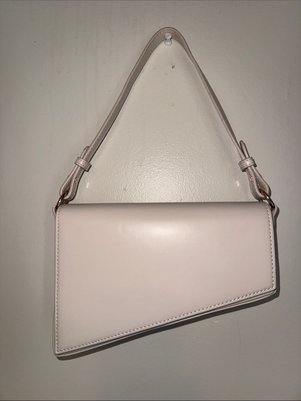 New Urban Expressions Faux Leather cream Asymmetrical Shoulder Bag